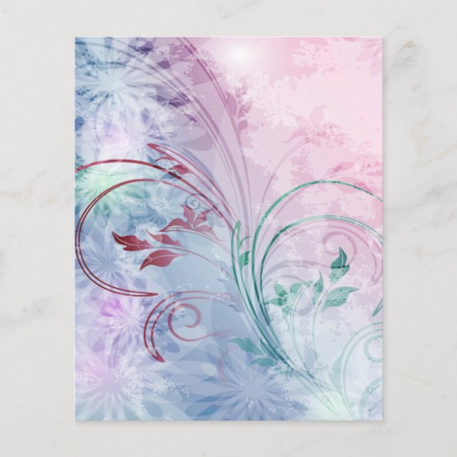 Papier Fleurs rose et bleu (Devant)