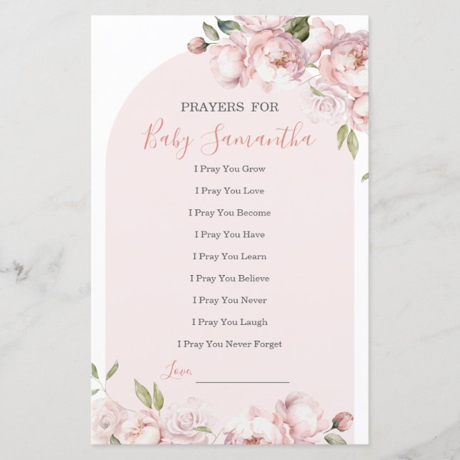 Papier Fleurs Roses Fille Bébé Dans Les Prières En Fleur  (Devant)