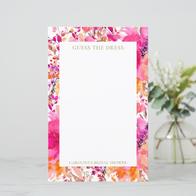 Papier Fleurs roses personnalisées Devinez la robe jeu nu (Debout devant)