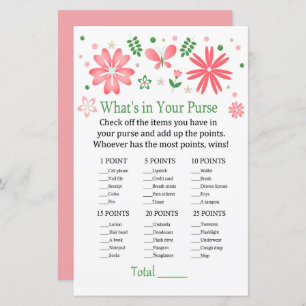 Papier Fleurs roses Qu'y a-t-il dans votre sac à main