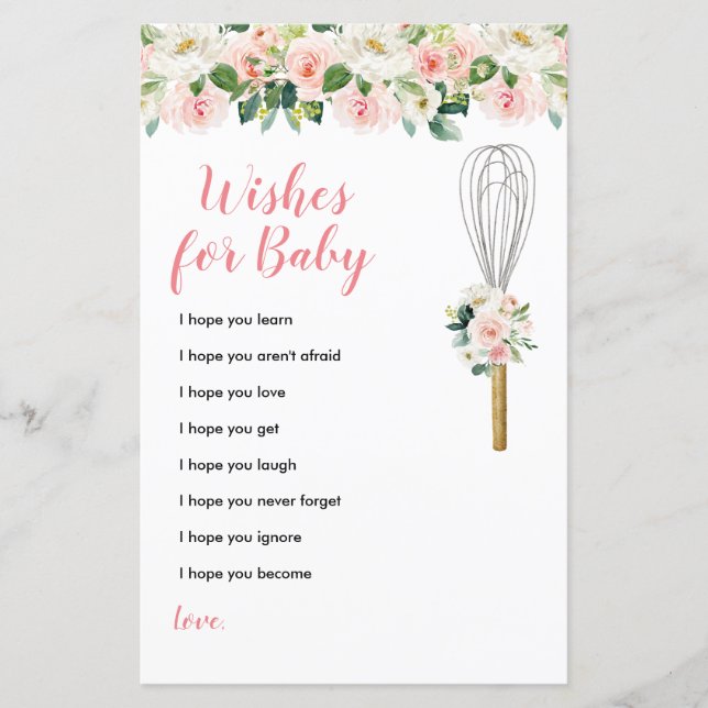 Papier Fleurs roses Voeux pour Bébé Vert Floral (Devant)