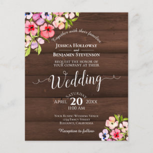 Papier Fleurs rustiques sur le Faire-part de mariage BUDG