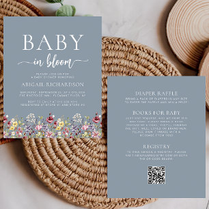 Papier Fleurs sauvages budgétaires Dusty Blue QR Code Bab