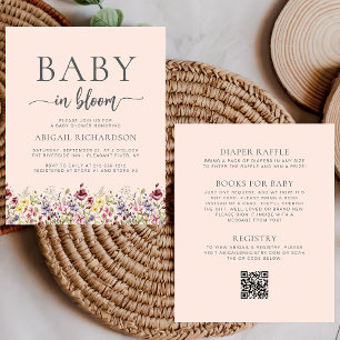 Papier Fleurs Sauvages de Rêve Code QR Baby Shower Rose P