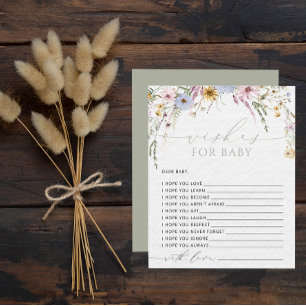 Papier Fleurs sauvages élégantes Aquarelle Vœux pour bébé