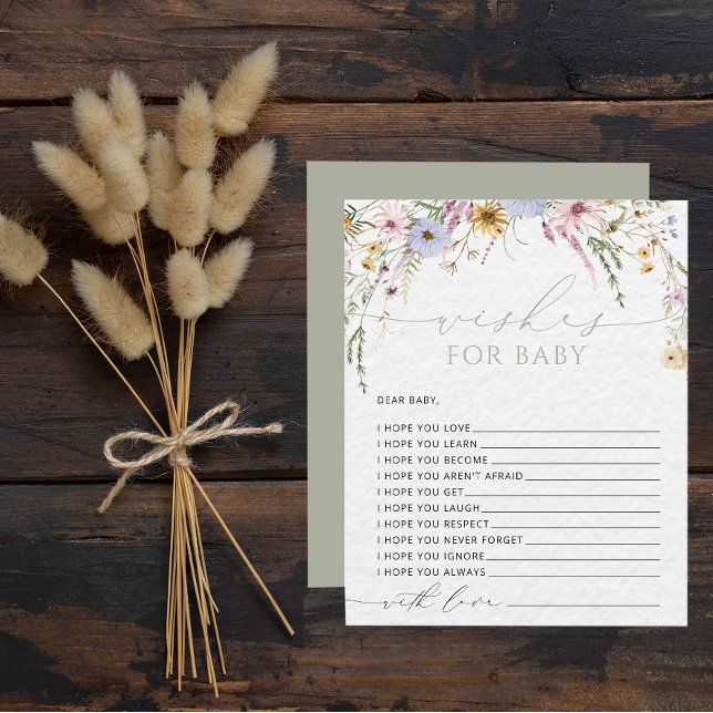 Papier Fleurs sauvages élégantes Aquarelle Vœux pour bébé (Créateur téléchargé)