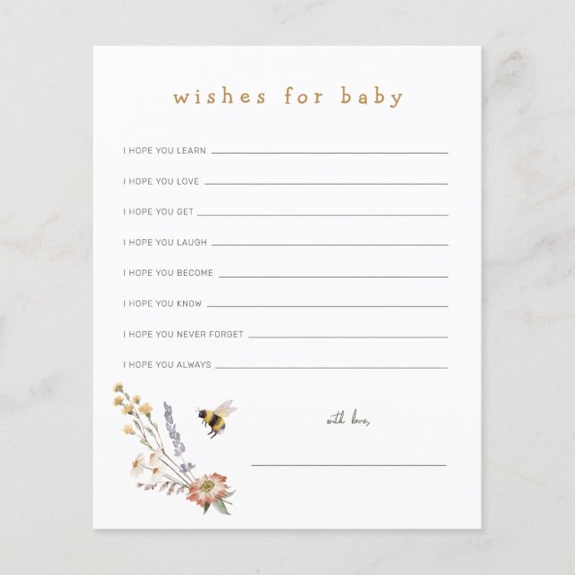 Papier Fleurs sauvages et bee Wives for Baby Card (Devant)