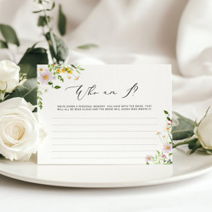 Papier Fleurs sauvages Qui suis-je jeu de douche nuptiale