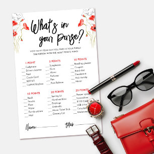 Papier Fleurs sauvages rouges   What's In Your Purse Game