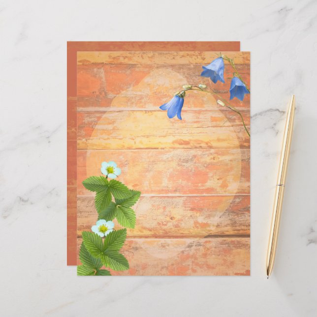 Papier Fleurs sauvages sur un arrière - plan de tableau u (Devant/Arrière en situation)