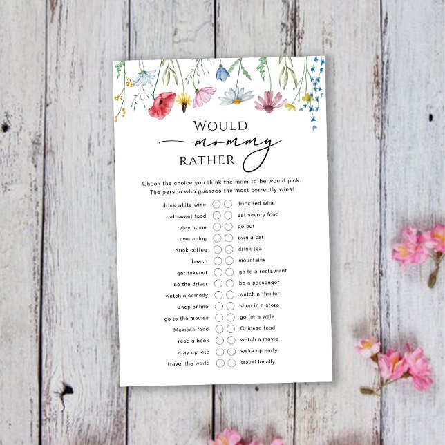 Papier Fleurs sauvages Voudraient Maman Plutôt Baby Jeu (Créateur téléchargé)