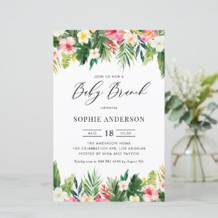 Papier Fleurs tropicales et verdure Baby Brunch Invitatio