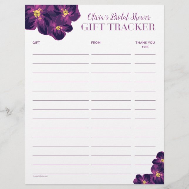 Papier Fleurs violettes Tracker Cadeau Log-Double Côté (Devant)