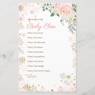 Papier Flocon de neige rose d'hiver Prières florales pour