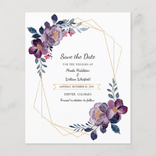 Papier Floral Aquarelle Purple Mariage Enregistrer La Dat