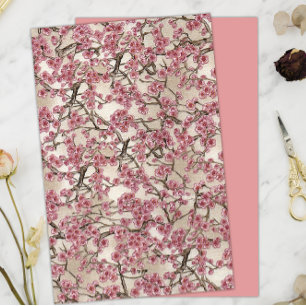 Papier floral aux fleurs de cerisier rose japonais