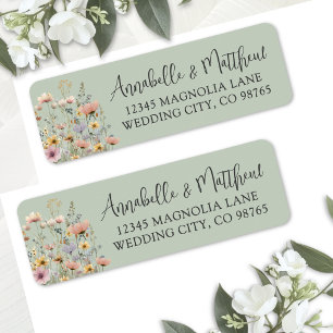 Papier Floral aux Fleurs Sauvages Vert Sauge avec