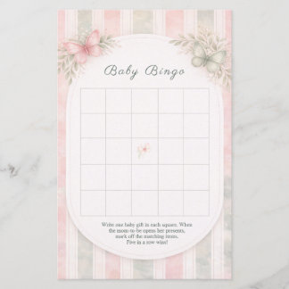 Papier Floral Baby Shower Game Butterfly Bingo