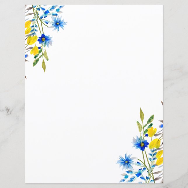Papier Floral bleu et jaune (Devant)