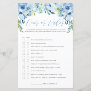 Papier Floral bleu sur ou sous la douche nuptiale