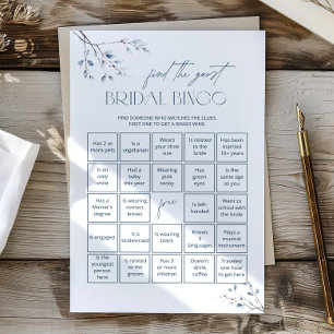 Papier Floral Blue Bridal Bingo Jeu Trouvez L'Invité