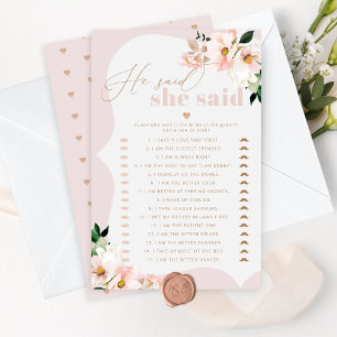 Papier Floral blush Il dit qu'elle a dit nuptiale douche 