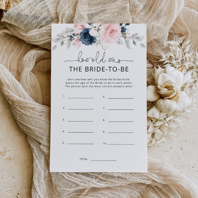 Papier Floral blush navy Quel âge la mariée était-elle à  (Créateur téléchargé)