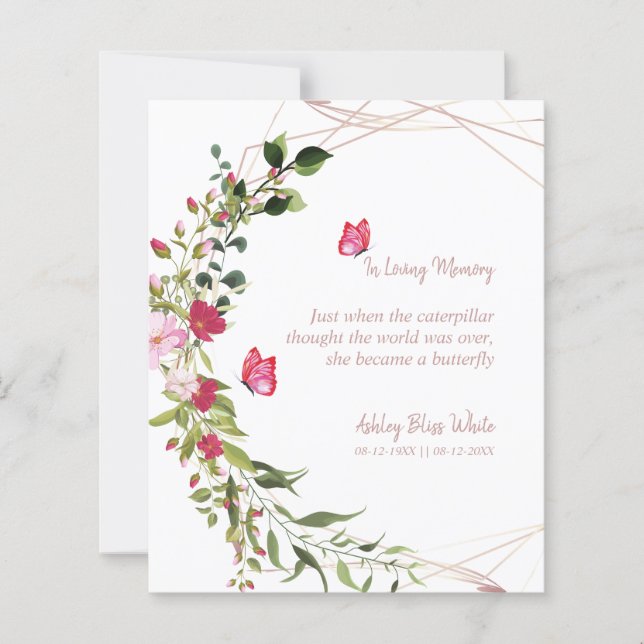 Papier Floral Botanical Butterflies Memorial Dear Ones (Devant)