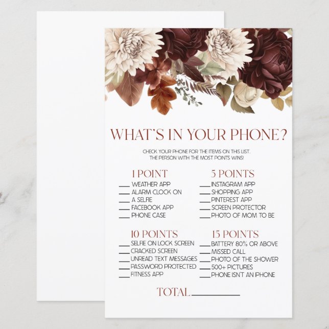 Papier Floral Bourgogne Dans Votre Baby shower Téléphone  (Devant / Derrière)