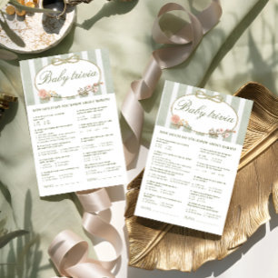 Papier Floral Bow Baby shower Baby Trivia Jeu