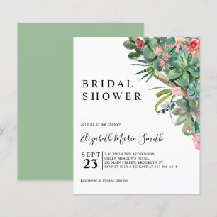 Papier Floral Cactus rose Budget Douche nuptiale Invitati