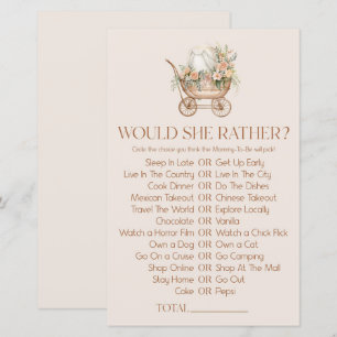 Papier Floral Carriage Voudrait-Elle Plutôt Baby shower J