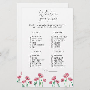 Papier Floral ce qu'il y a dans votre sac à main