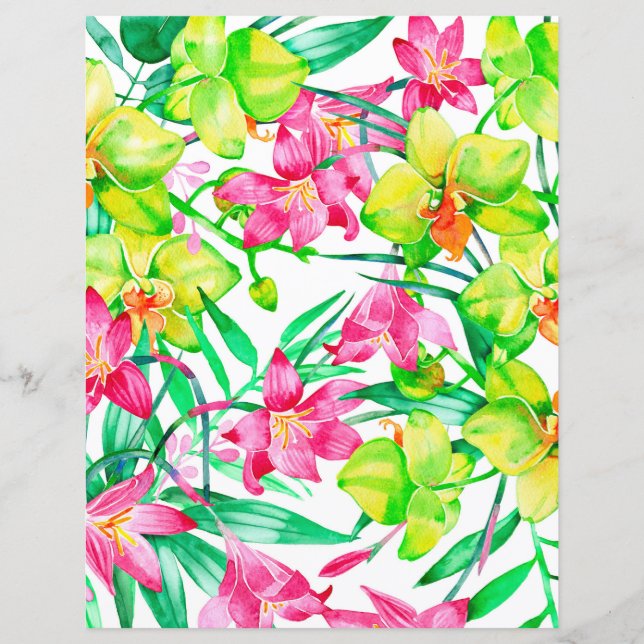 Papier floral coloré - orchidées (Devant)