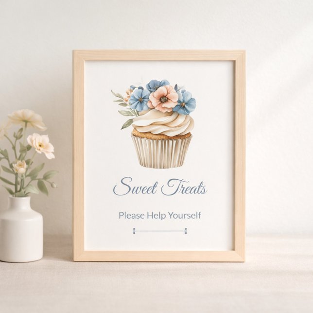 Papier Floral Cupcake Bridal Shower Dessert Table Sign (Créateur téléchargé)