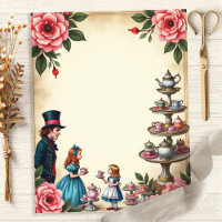 Papier floral de fête de thé vintage Alice Mad Hat