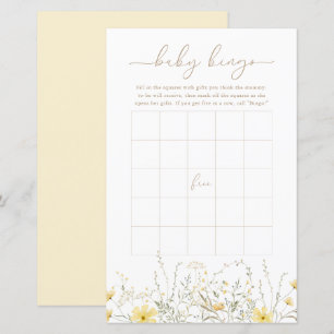 Papier Floral d'or   Baby Bingo Game Card