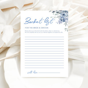 Papier Floral Dusty Blue Bucket Liste Fête des mariées Je