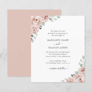 Papier Floral Dusty Rose Budget Faire-part de mariage