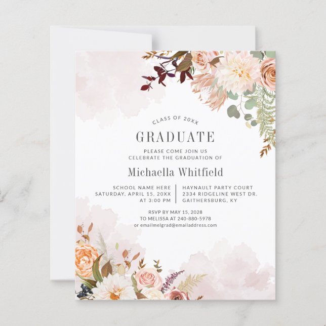 Papier Floral Graduation 2025 Party Invitation (Devant)
