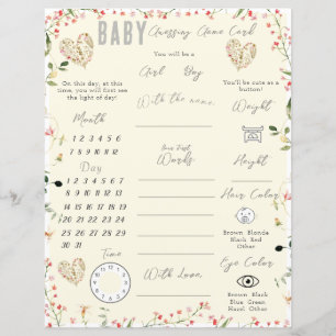 Papier Floral Heart Baby In Bloom Baby shower Jeu