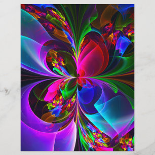 Papier Floral moderne Art Abstrait Rouge Bleu Motif #12