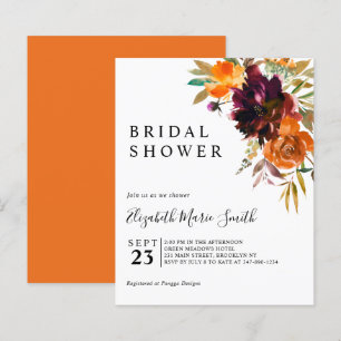 Papier Floral Red Fall Budget Douche nuptiale Invitation