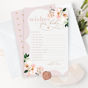 Papier Floral rose vif fille douche souhaits pour bébé