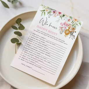 Papier Floral Safari animaux Qui connaît papa meilleur je