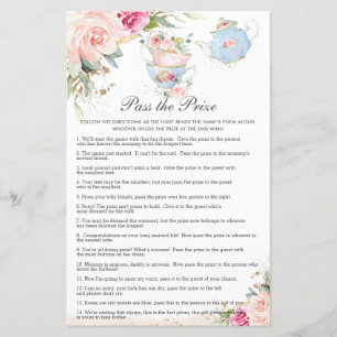 Papier Floral Tea Party Baby shower Passer le prix jeu