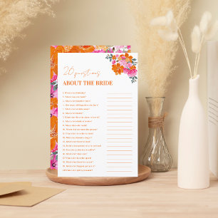 Papier Floral vibrant 20 Questions sur le jeu de mariée