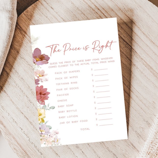Papier Florals Baby Bloom Baby Shower Price is Right Game (Baby In Bloom Baby Shower Game)