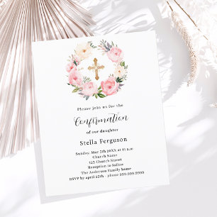 Papier Floraux roses en couronne croix Confirmation d'inv