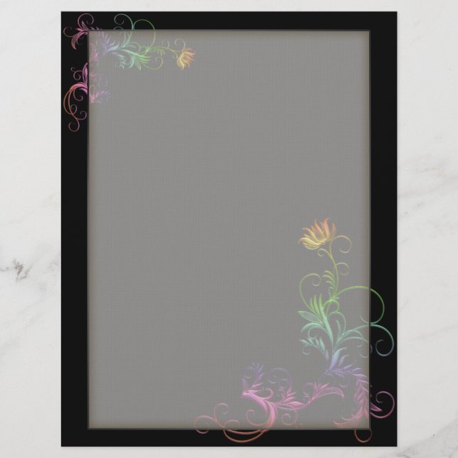 Papier Flore arc-en-ciel en forme de lettre en option sur (Devant)